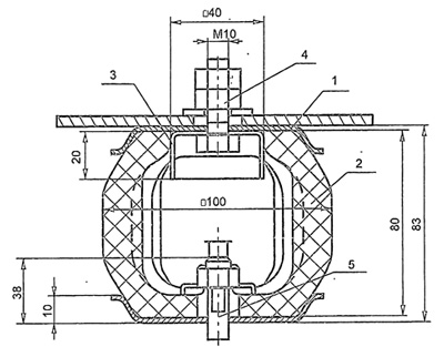 Рис.1. Чертеж виброизолятора ВРВ-100