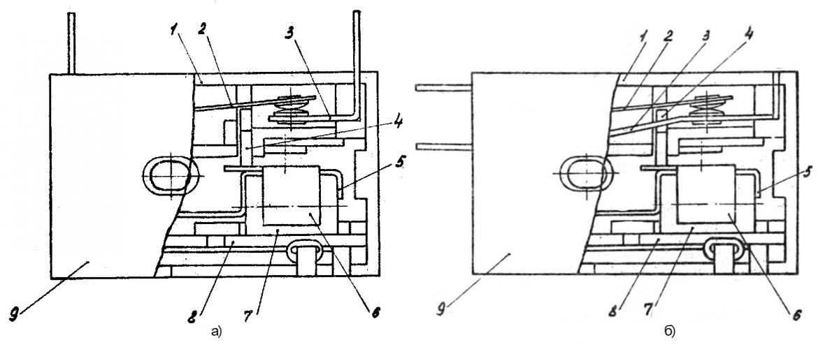 рис. 1 - Конструкция реле, где а ) ТРМ12-1, ТМ12-2; б) ТРМ12-3